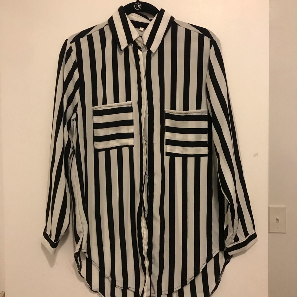 Black and white stripe blouse